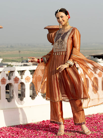 Pavni Sepia Full Work Premium Suit Set