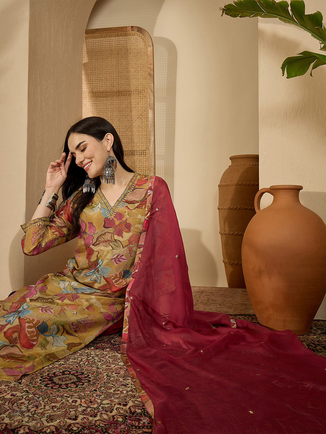 Printed Straight Kurta Sets With Dupatta