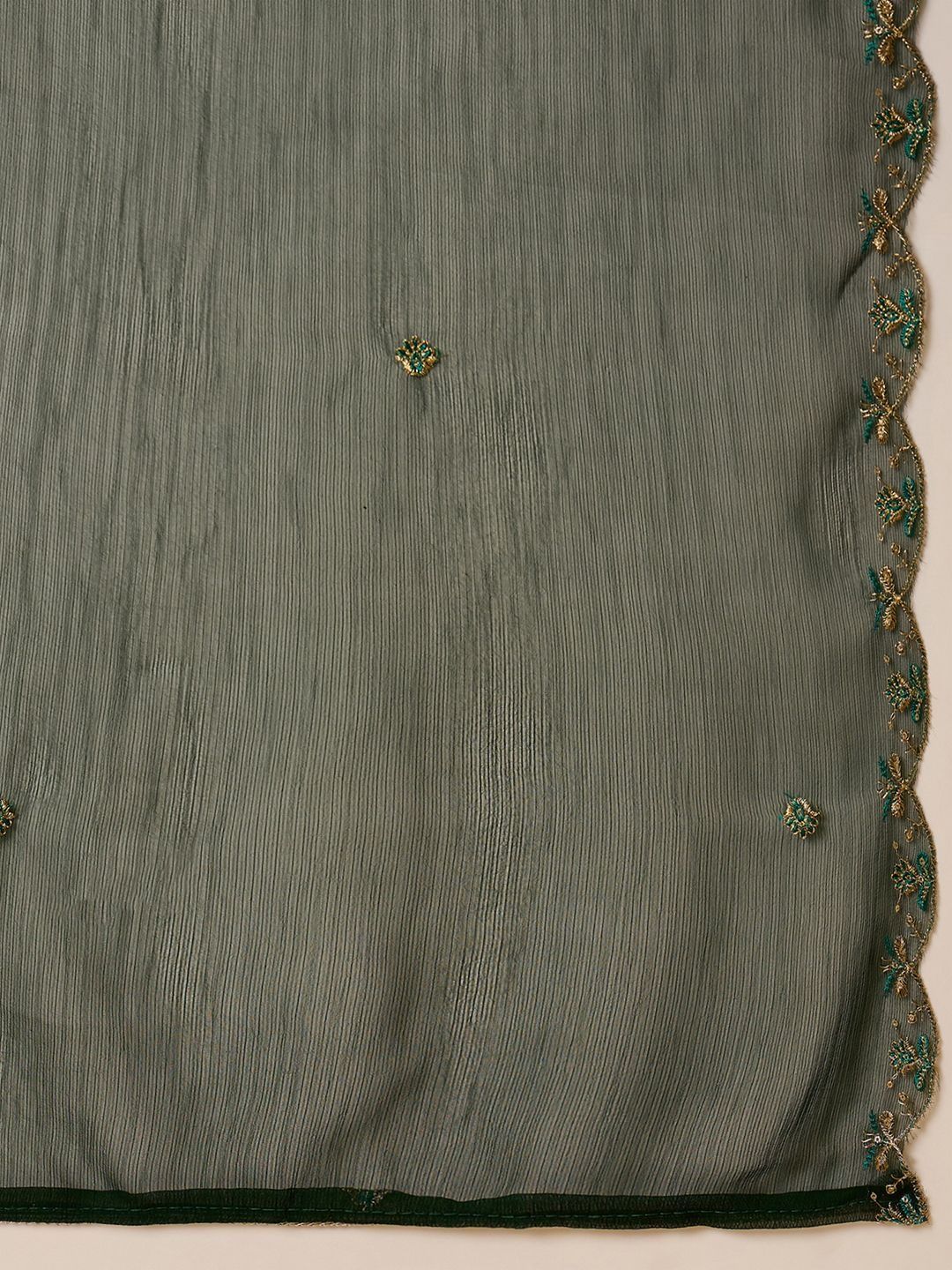 Dhiyona SN Women Ethnic Motifs Embroidered Zari Georgette Kurta with Sharara & Dupatta
