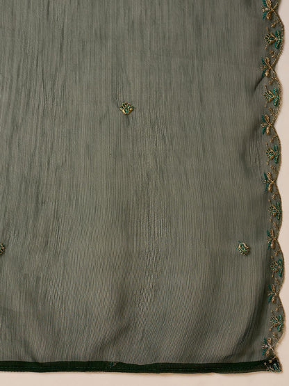 Dhiyona SN Women Ethnic Motifs Embroidered Zari Georgette Kurta with Sharara & Dupatta