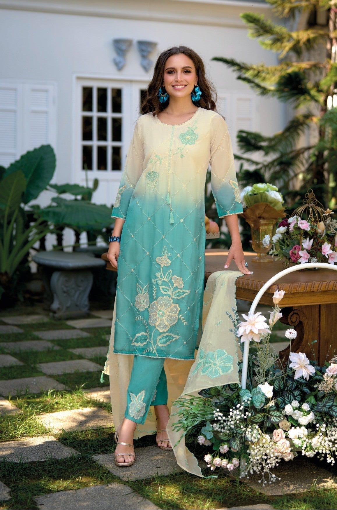 Chanchal softblue full work suit set