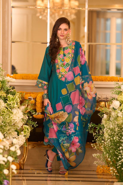 Nazia Peacock embroidery suit Set