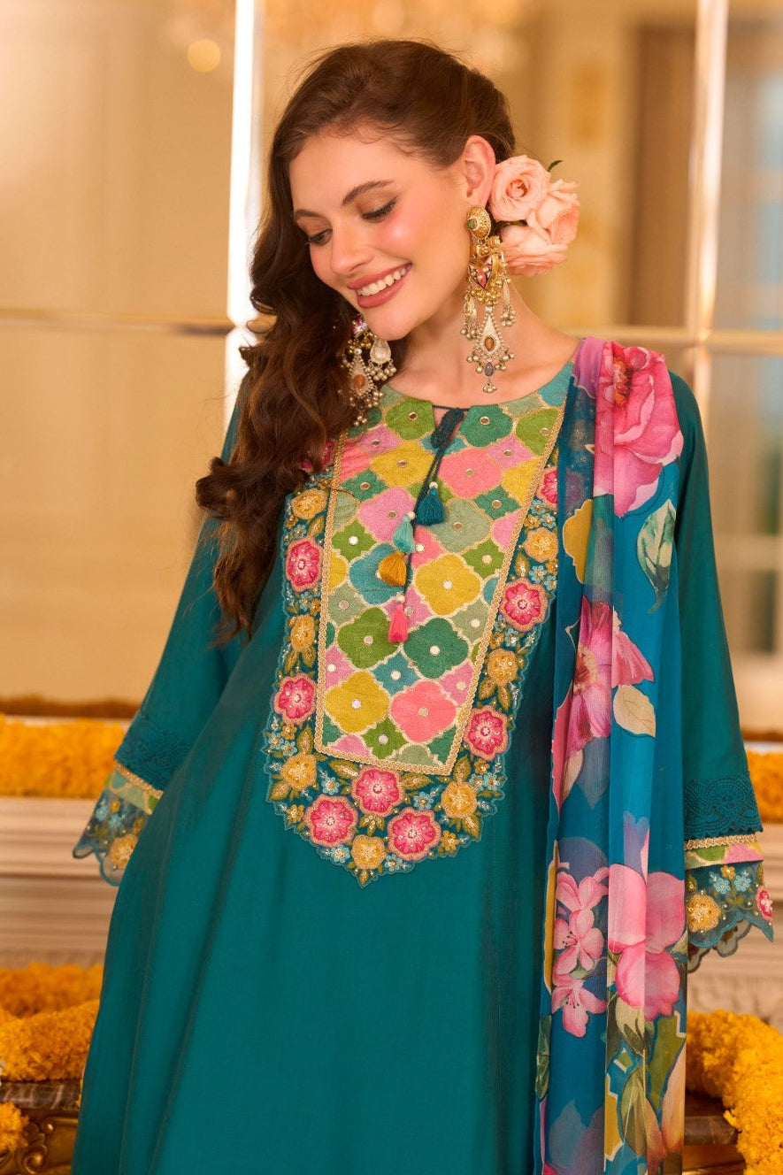 Nazia Peacock embroidery suit Set