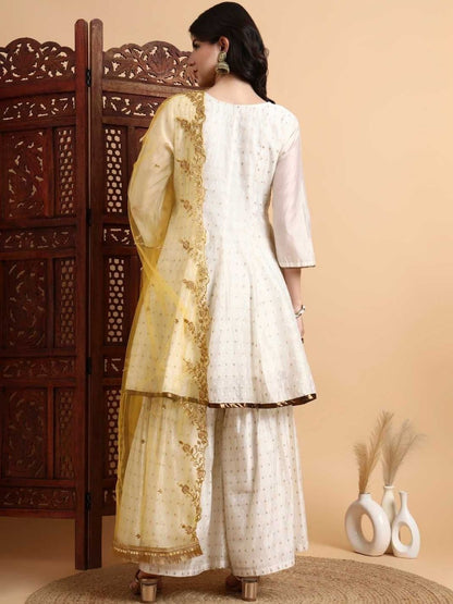 Dhiyona HOP Embroidered Angrakha Kurta & Sharara With Dupatta