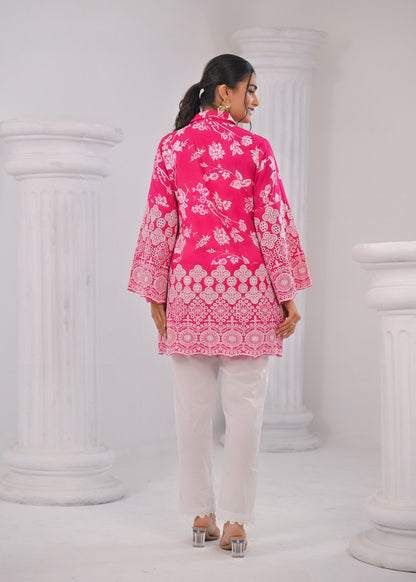 Shloka Rose Schiffli Cotton Co-ord Set