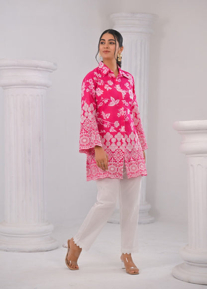 Shloka Rose Schiffli Cotton Co-ord Set