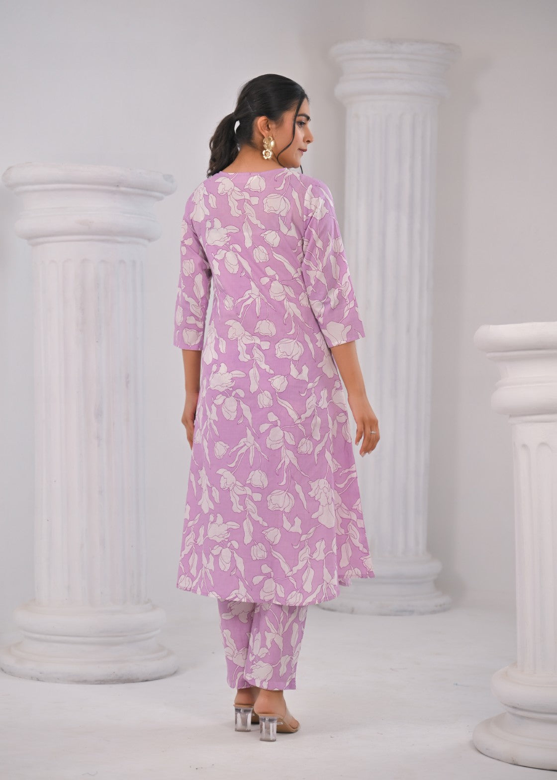 SASHA LILY PRINTED COTTON KURTA PANT SET