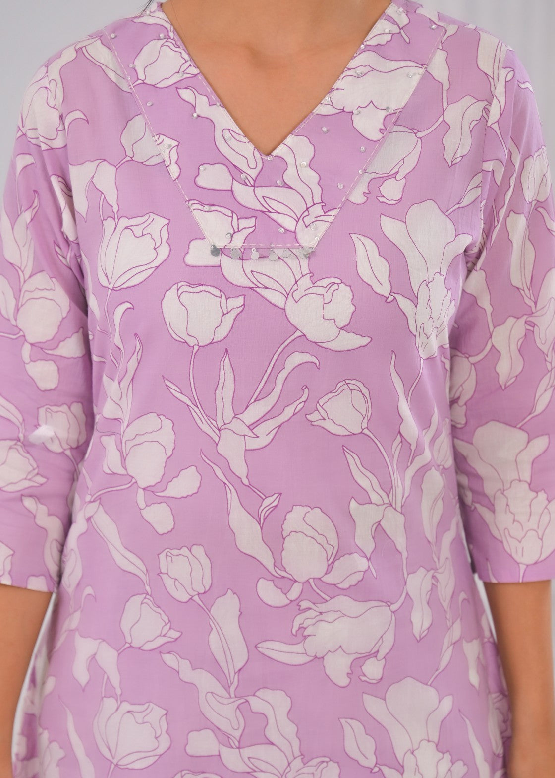 SASHA LILY PRINTED COTTON KURTA PANT SET