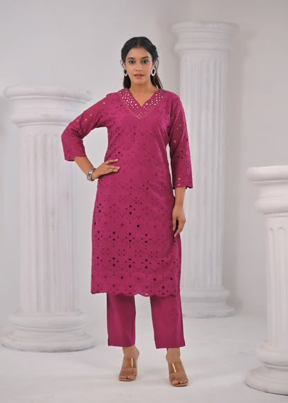 LIPIKA ORCHID SCHIFFLI COTTON CO-ORD SET