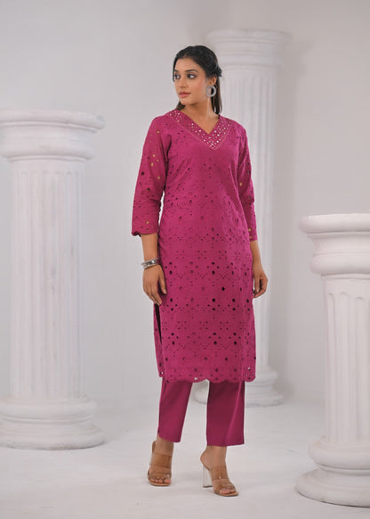 LIPIKA ORCHID SCHIFFLI COTTON CO-ORD SET