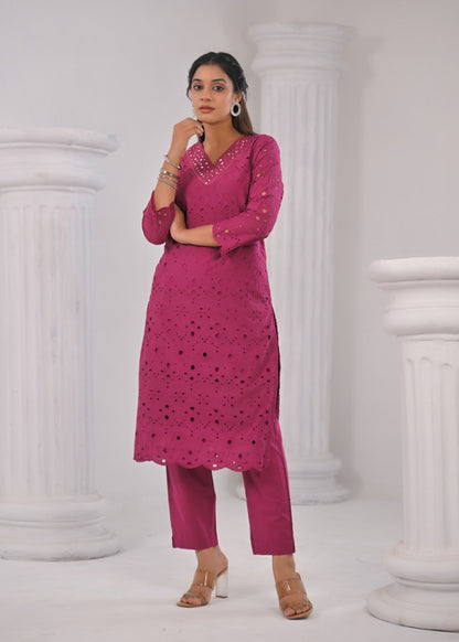 LIPIKA ORCHID SCHIFFLI COTTON CO-ORD SET