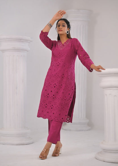LIPIKA ORCHID SCHIFFLI COTTON CO-ORD SET