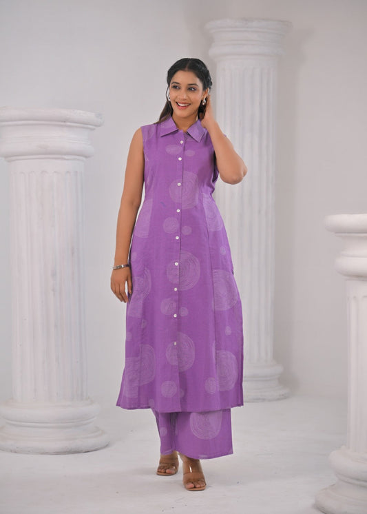 AutumnLane ITI LAVENDER COTTON KURTA PANT SET