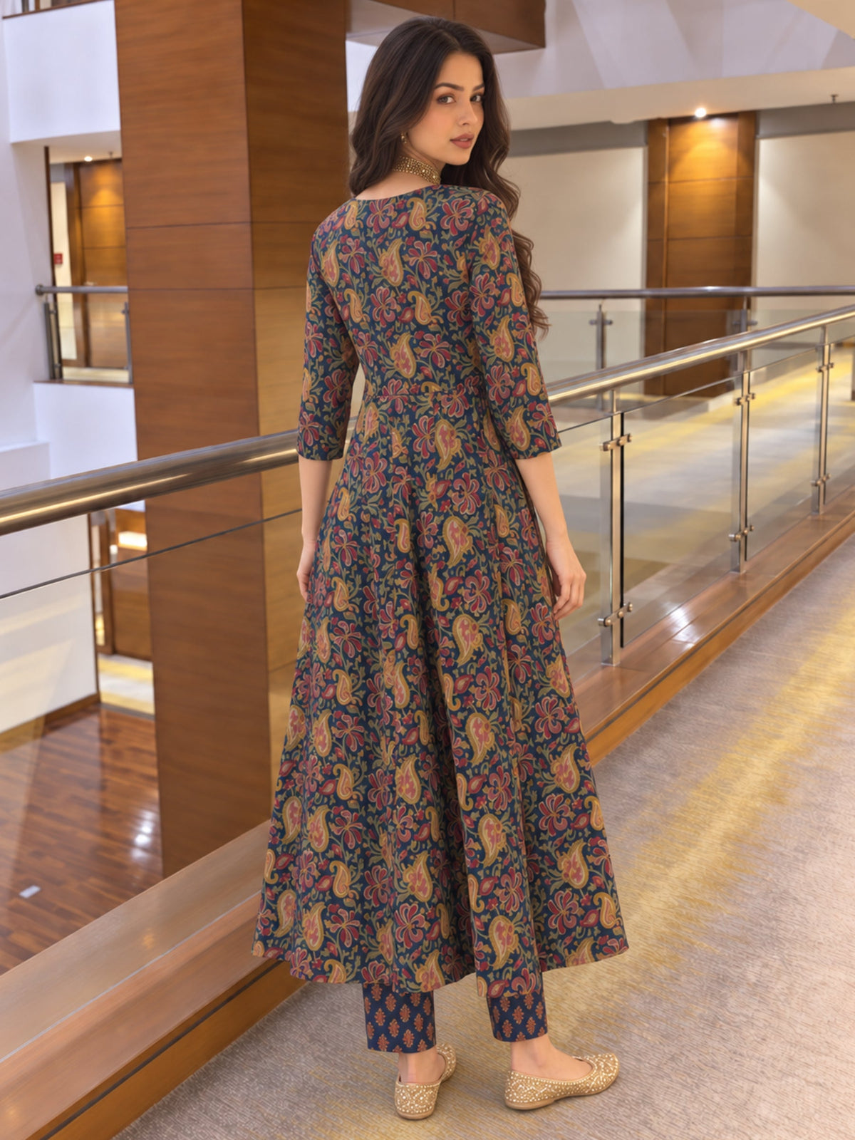 Poppi Admiral Printed Angrakha Anarkali Suit Set