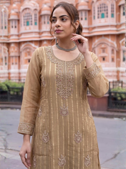 Poppi Gold Work Anarkali Suit Set