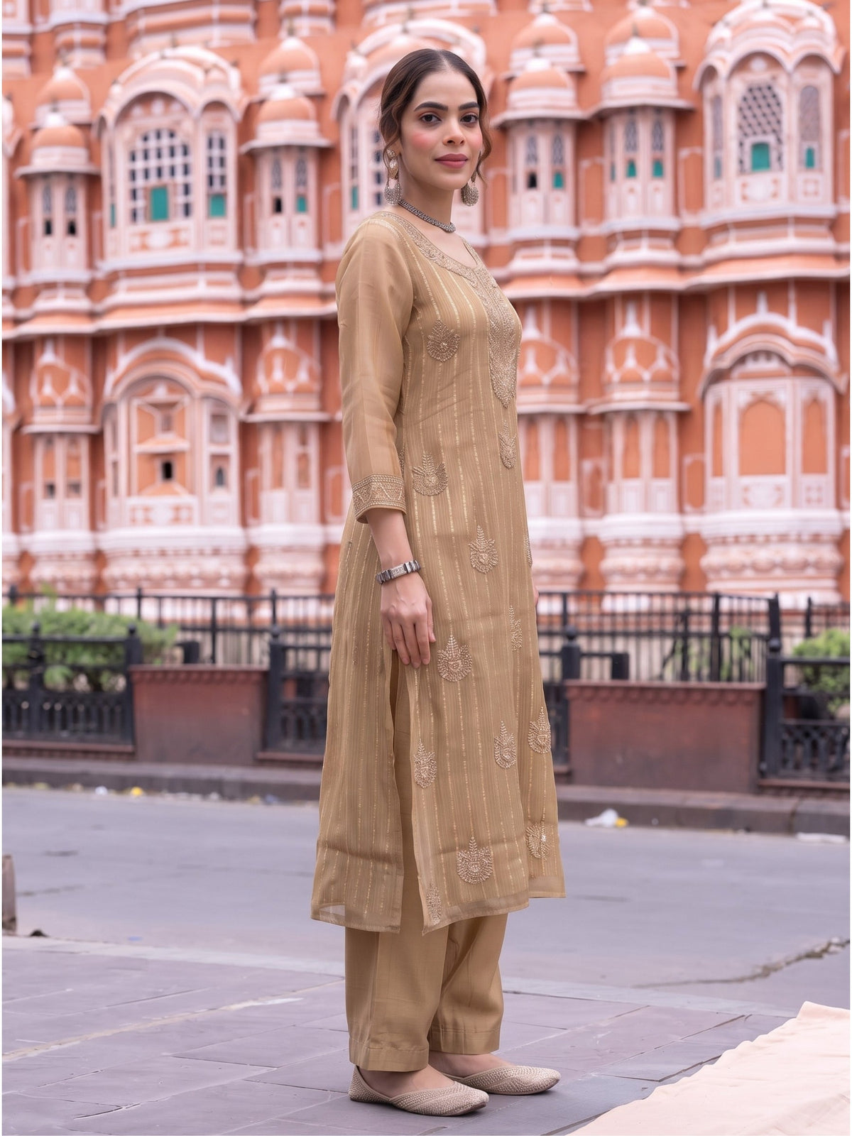 Poppi Gold Work Anarkali Suit Set