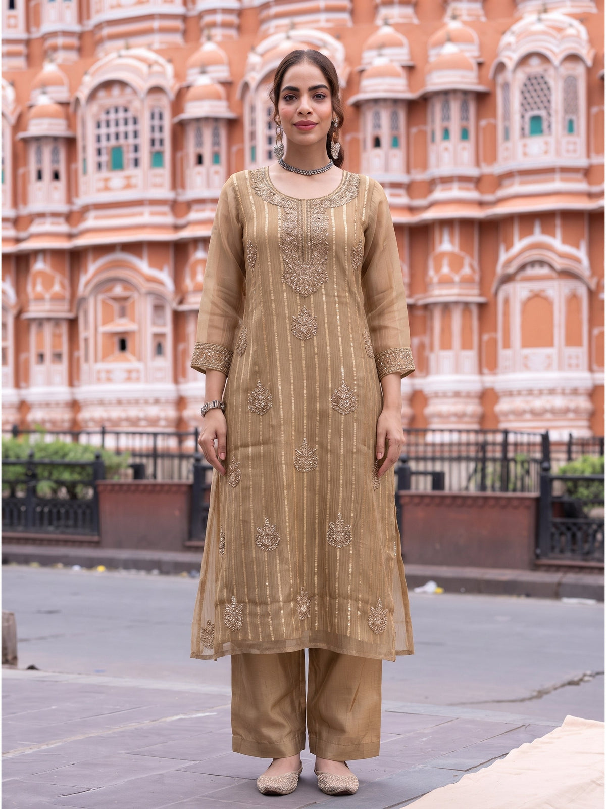 Poppi Gold Work Anarkali Suit Set