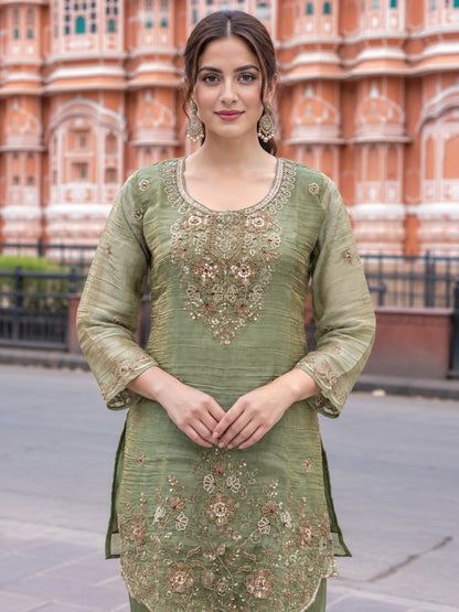 Poppi Matcha Work Anarkali Suit Set
