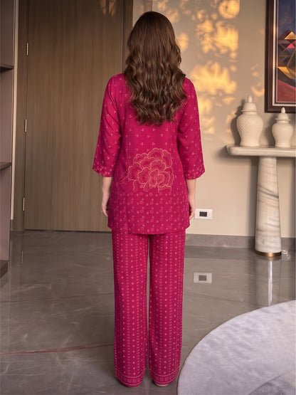 Poppi Rose Printed Premium Co-Ord Set