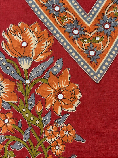 Poppi Russet Cotton Printed Suit Set