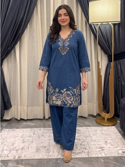 Poppi Yale Applique Cotton Suit Set