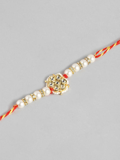 Dhiyona Unisex Set of 2 Beaded Bhai Bhabhi Rakhis With Roli & Chawal