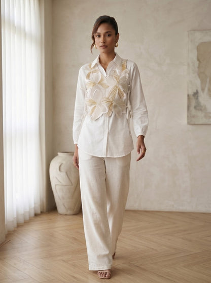 Prisha blanc embroidery bib style co-ord set