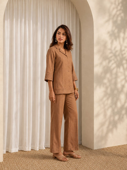 Prisha buff embroidery cotton co-ord set