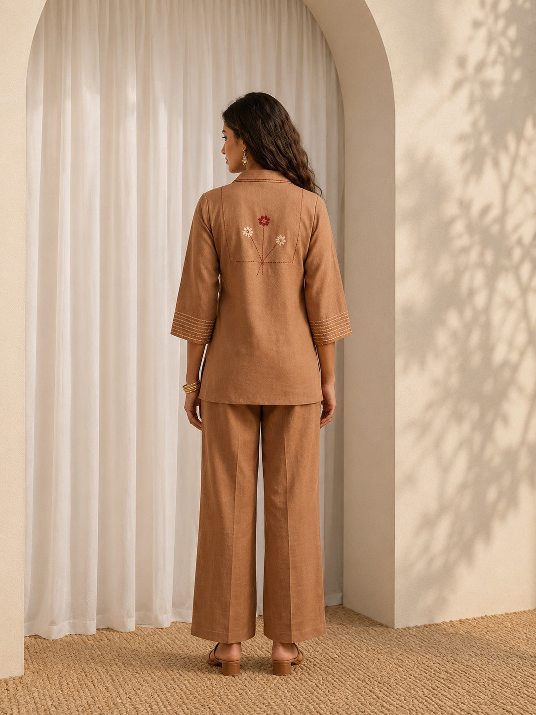 Prisha buff embroidery cotton co-ord set