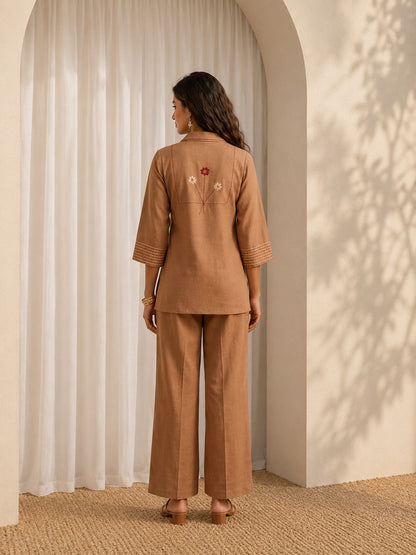 Prisha buff embroidery cotton co-ord set