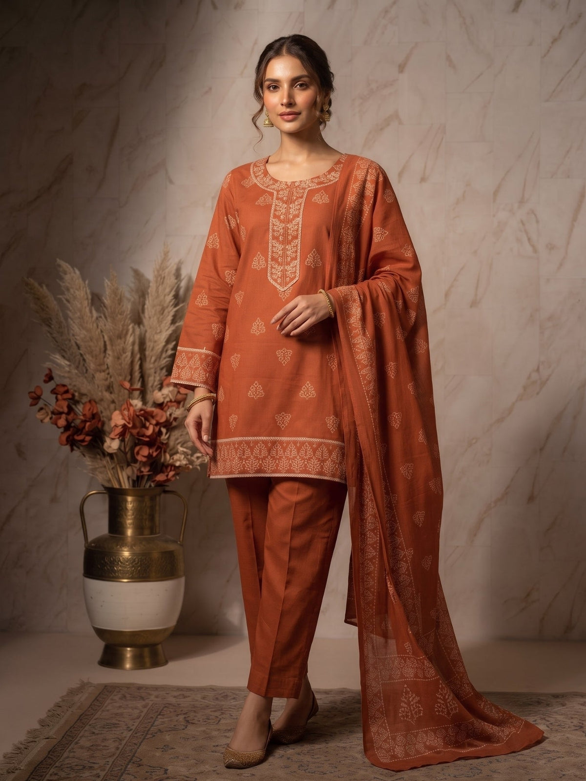 Prisha Citrus Cotton Farshi Suit Set