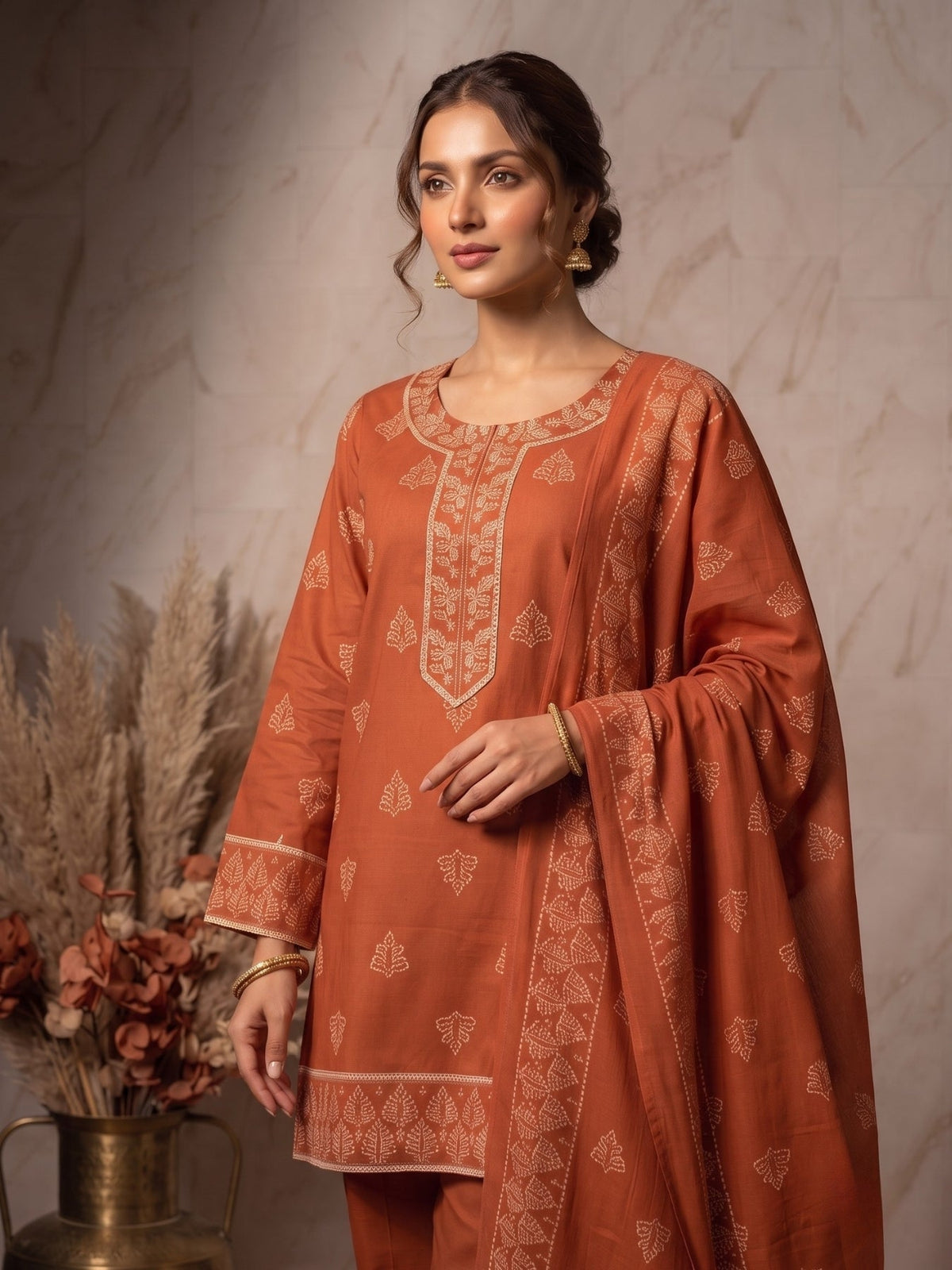 Prisha Citrus Cotton Farshi Suit Set