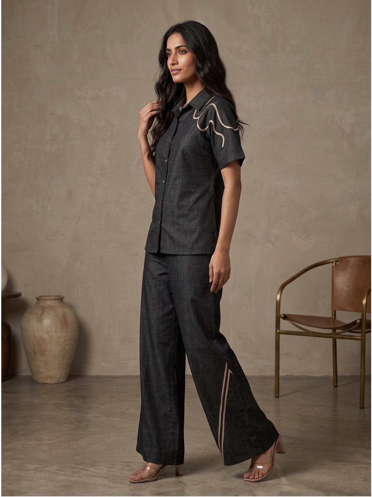 Prisha Asphalt Denim Co-Ord Set