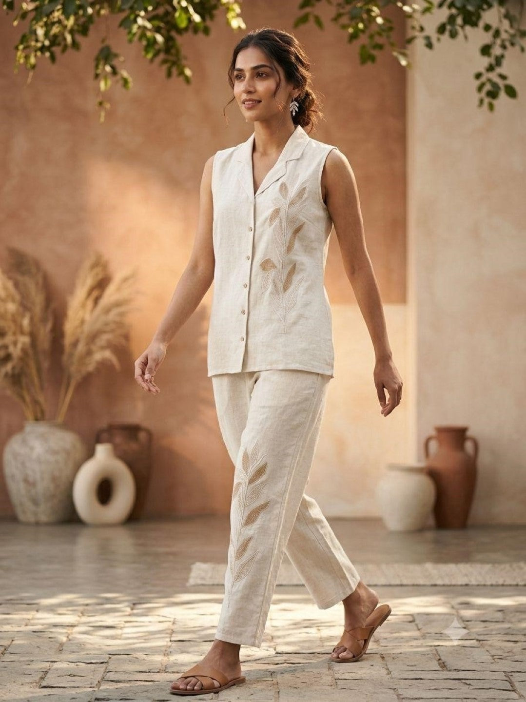 Prisha Harp Emboridery Waist Coat Pant Set