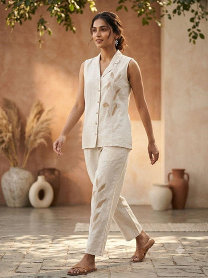 Prisha Harp Emboridery Waist Coat Pant Set
