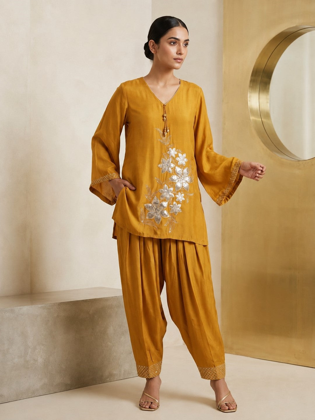 Prisha Mimosa Applique farshi Co-Ord Set