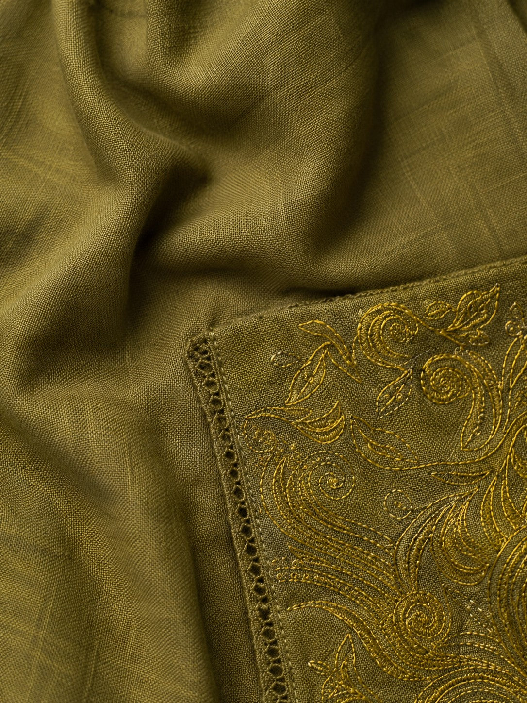 Prisha Olive embroidery cotton co-ord set