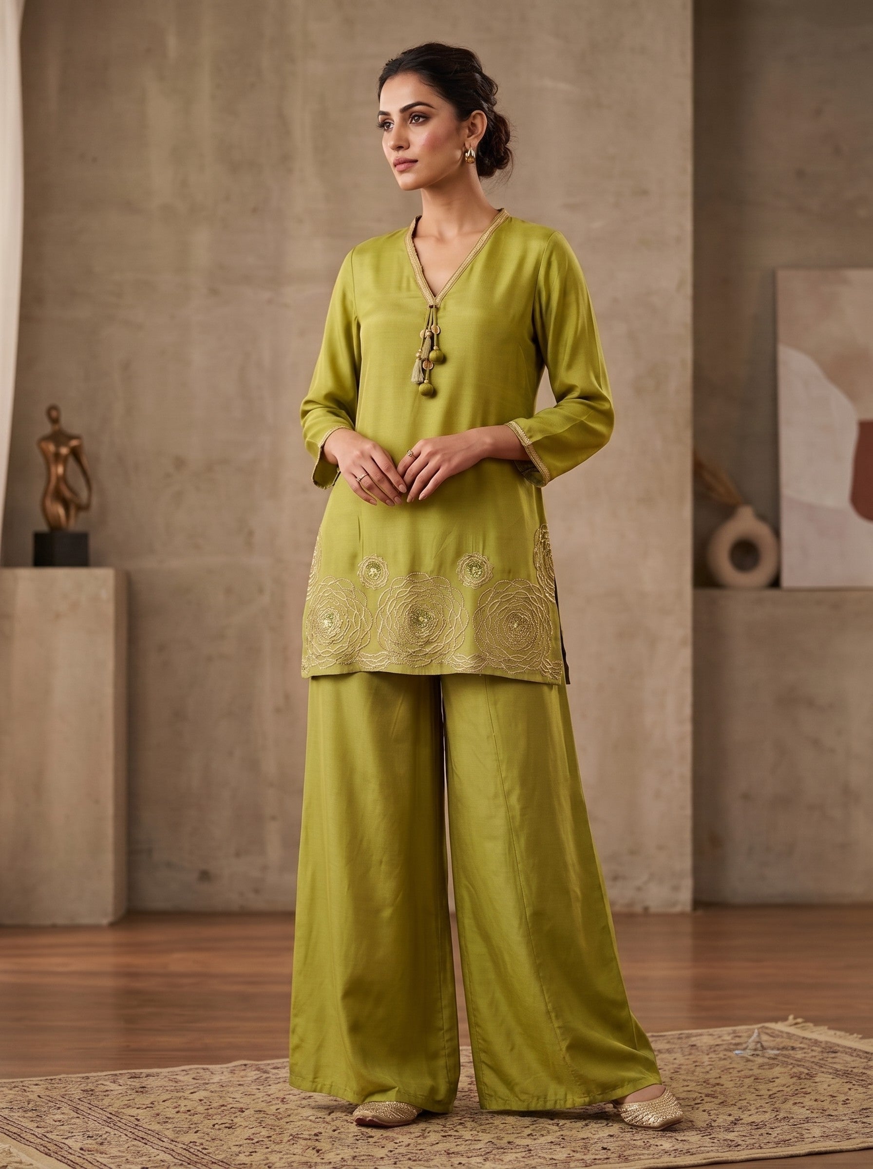 Prisha pear work farshi kurta pant set