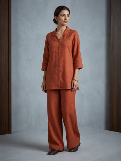 Prisha Rust Cotton Co-Ord set