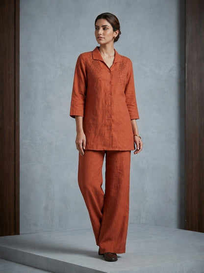 Prisha Rust Cotton Co-Ord set