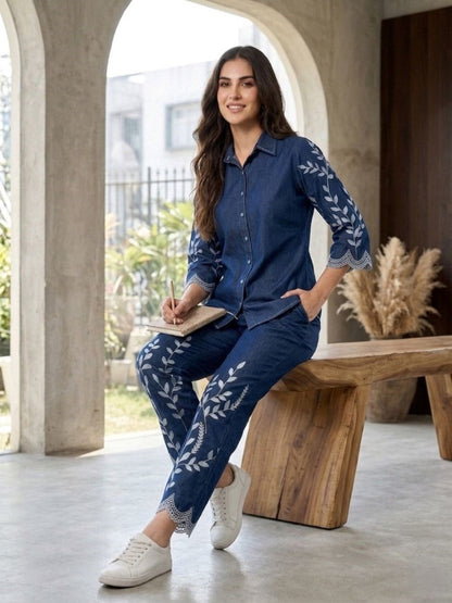 Prisha Ultra Embroidery Denim Co-ord Set