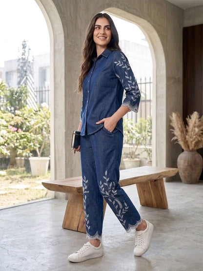 Prisha Ultra Embroidery Denim Co-ord Set