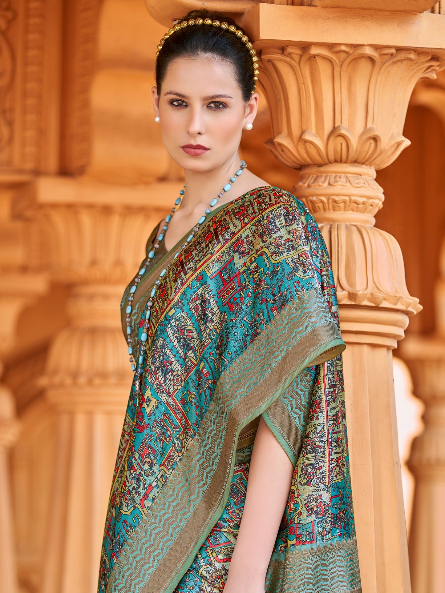 Women's Silk Blend Blue Woven Design Designer Saree With Blouse Piece