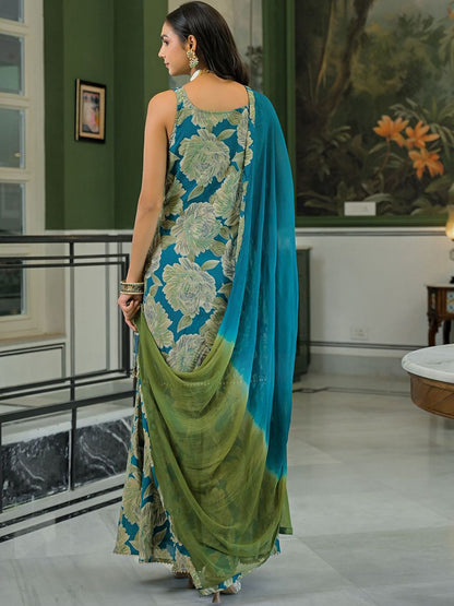 Dhiyona HOP Women Floral Printed Kurta with Sharara & Dupatta