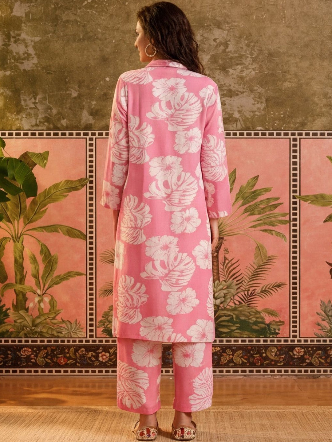 Printed Shirt Collar Kurta & Palazzos