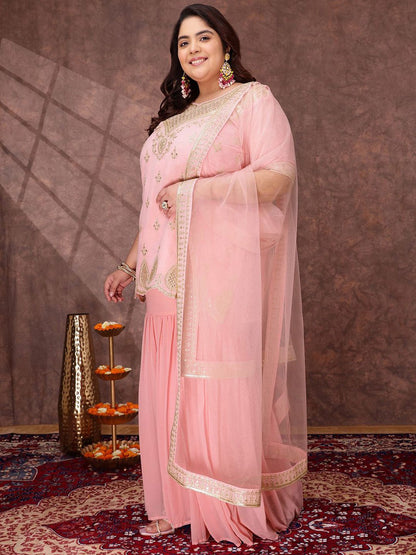Dhiyona IN Women Ethnic Motifs Embroidered Regular Kurta & Sharara With Dupatta