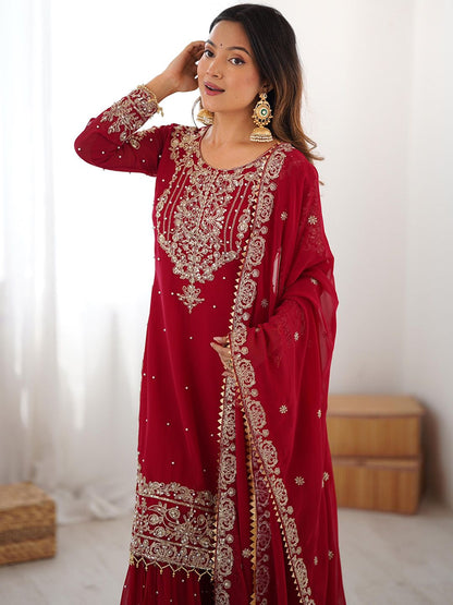 Dhiyona KL Women Ethnic Motifs Printed Kurta with Sharara & Dupatta
