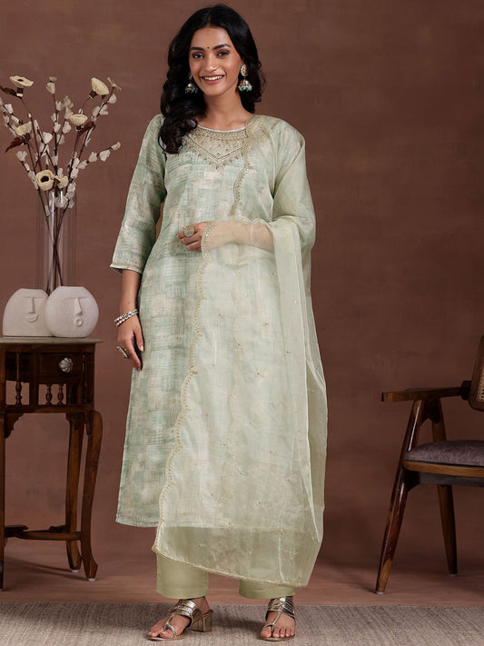 Women Floral Printed Regular Sequinned Kurta with Trousers & With Dupatta