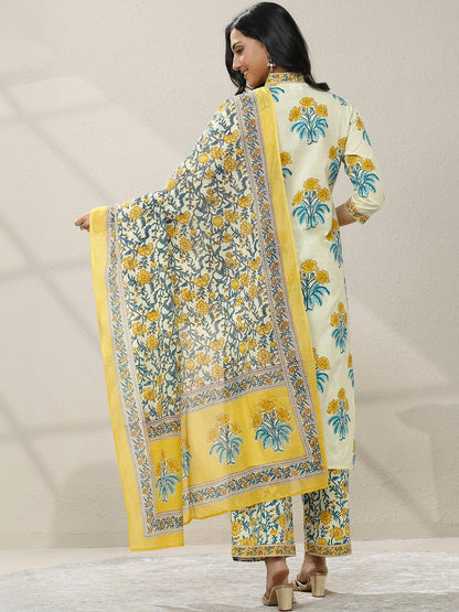 Women Floral Printed Regular Mirror Work Kurta with Trousers & With Dupatta