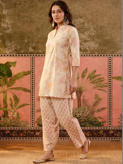 Women Cotton Printed Straight Farshi Salwar Suit Set